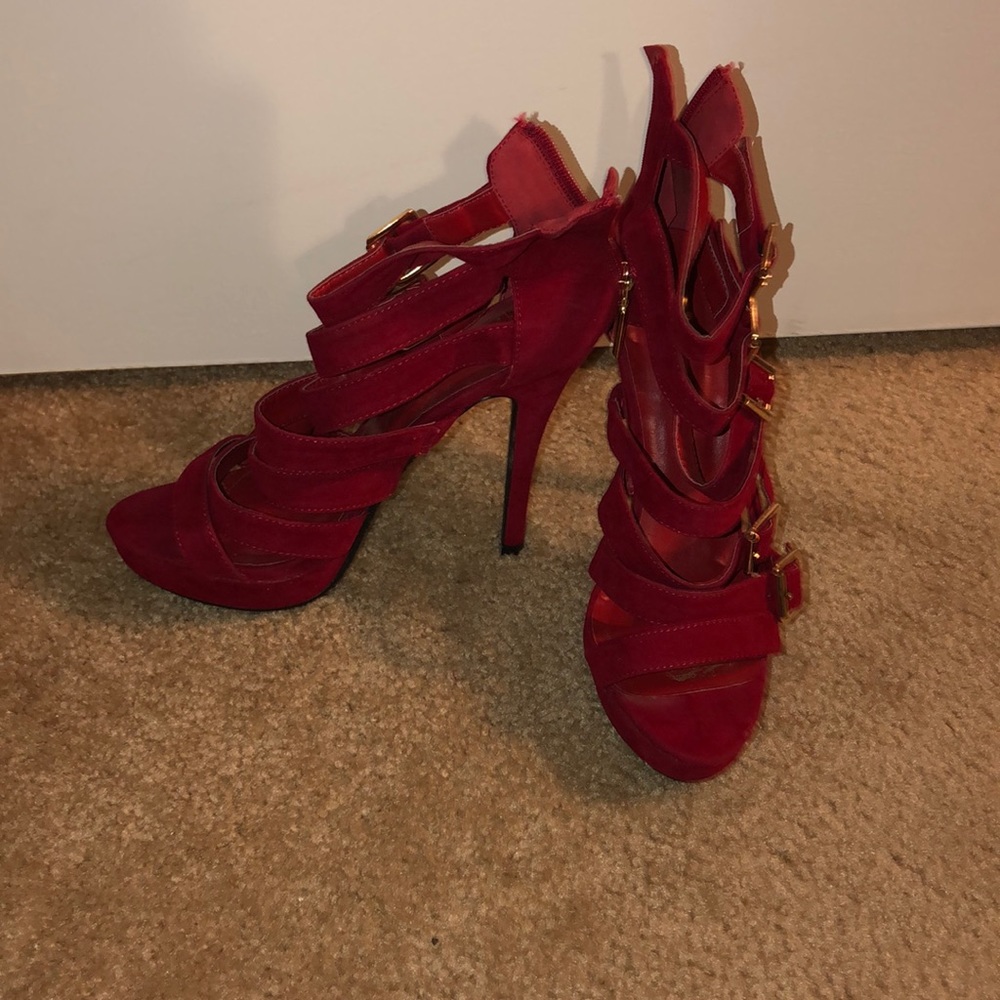 Red Buckle Heels - Picture 2 of 4